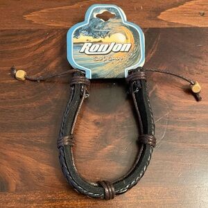 Vintage Ron Jon Surf Shop Braided Leather Bracelet - NEW / ORIGINAL PACKAGING